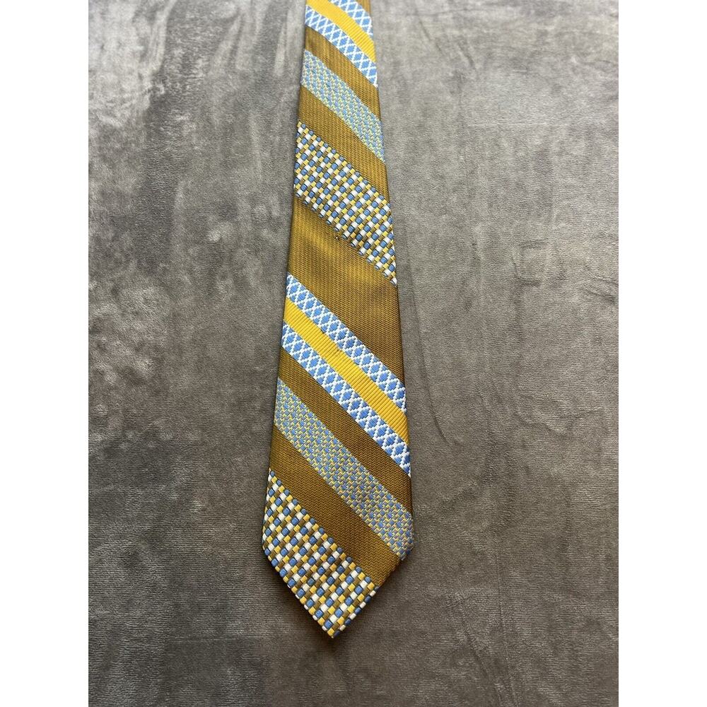 1970s‎ VINTAGE DON LOPER ~MENS FATTIE TIE ~striped Gold Yellow Blue Used Car